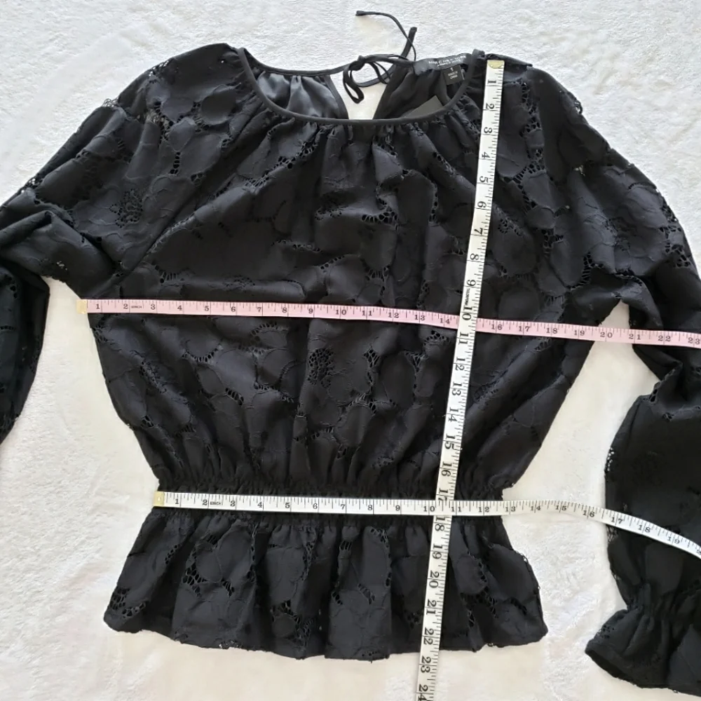 MARC NEW YORK Black Long Sleeve Lace Blouson Peplum Blouse--NWT--S - Picture 14 of 14
